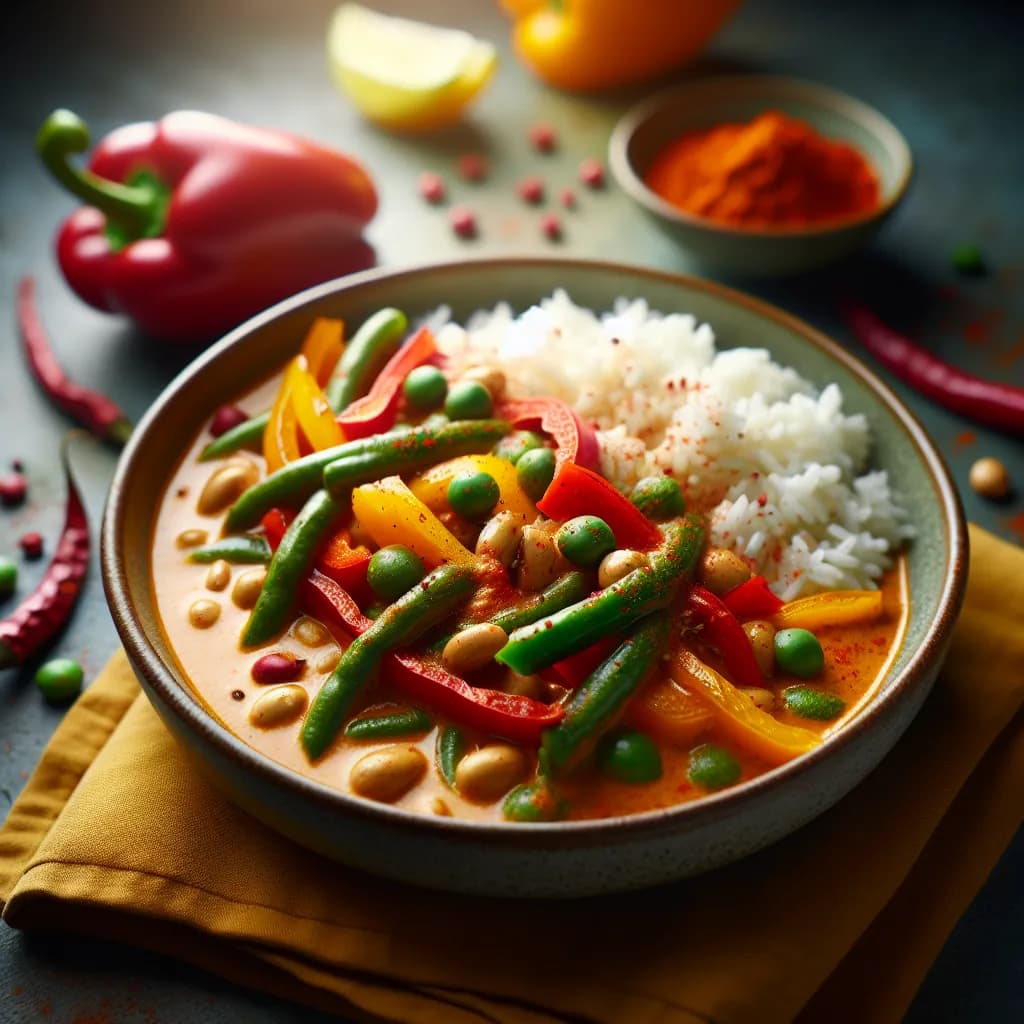 Paprika-Kokos-Curry mit Reis