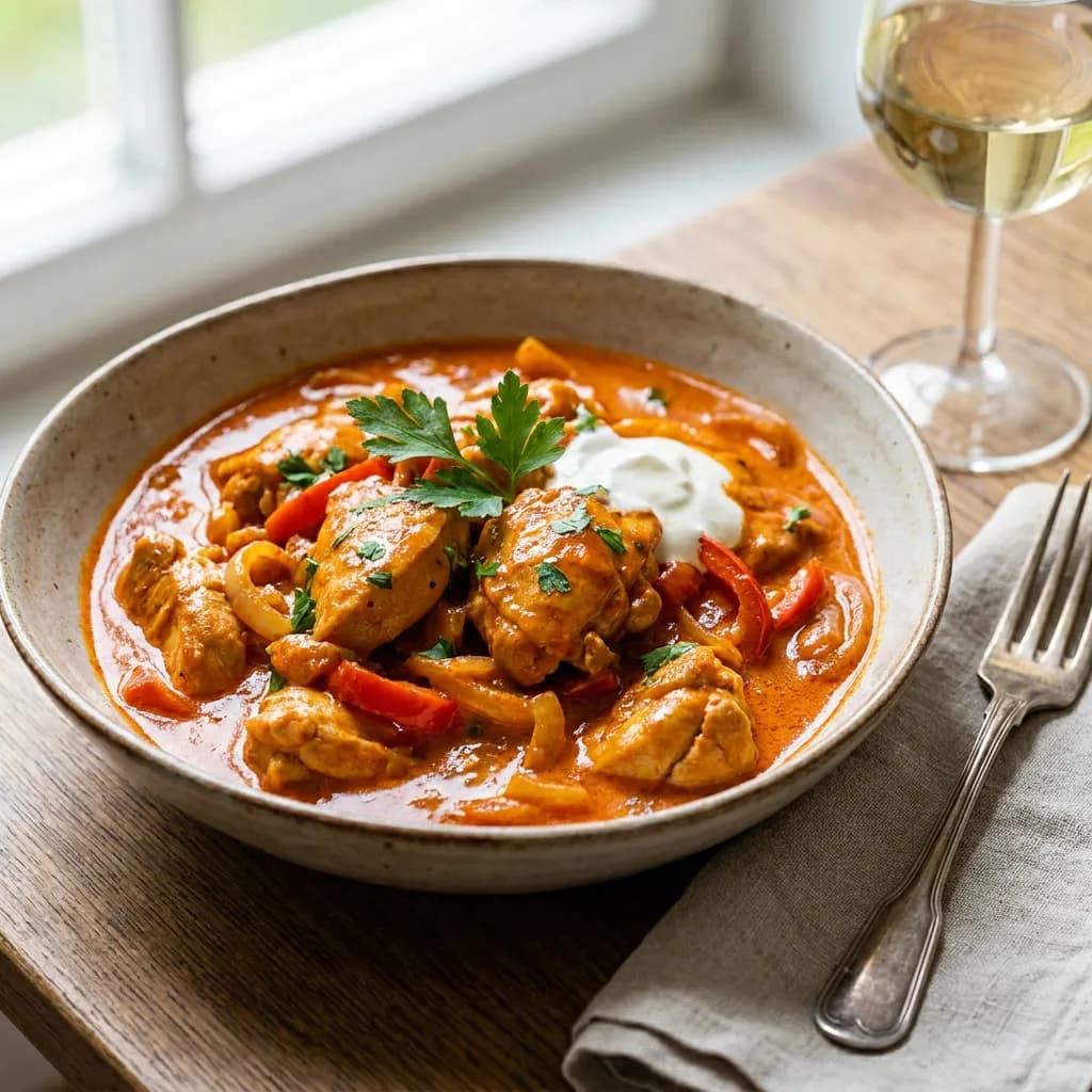 Paprika-Rahm-Huhn mit viel Sauce