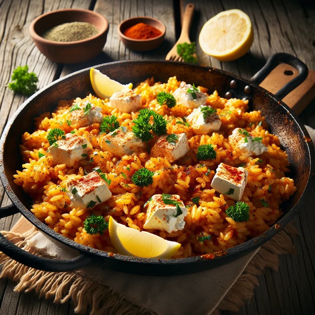 Paprika-Reispfanne mit Frischkäse