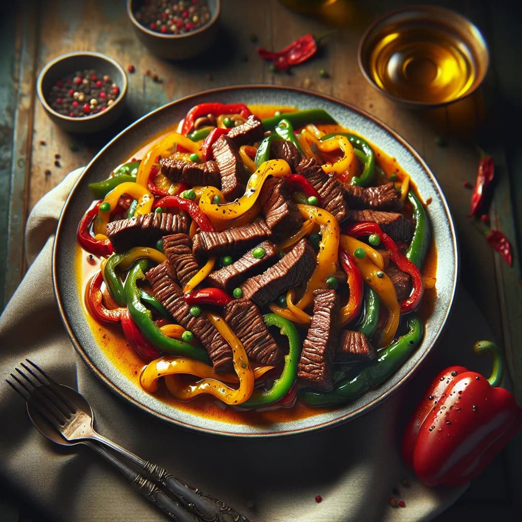 Paprika-Rinderpfanne mit Obers