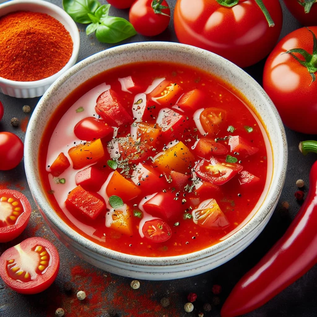 Paprikasuppe mit Tomaten