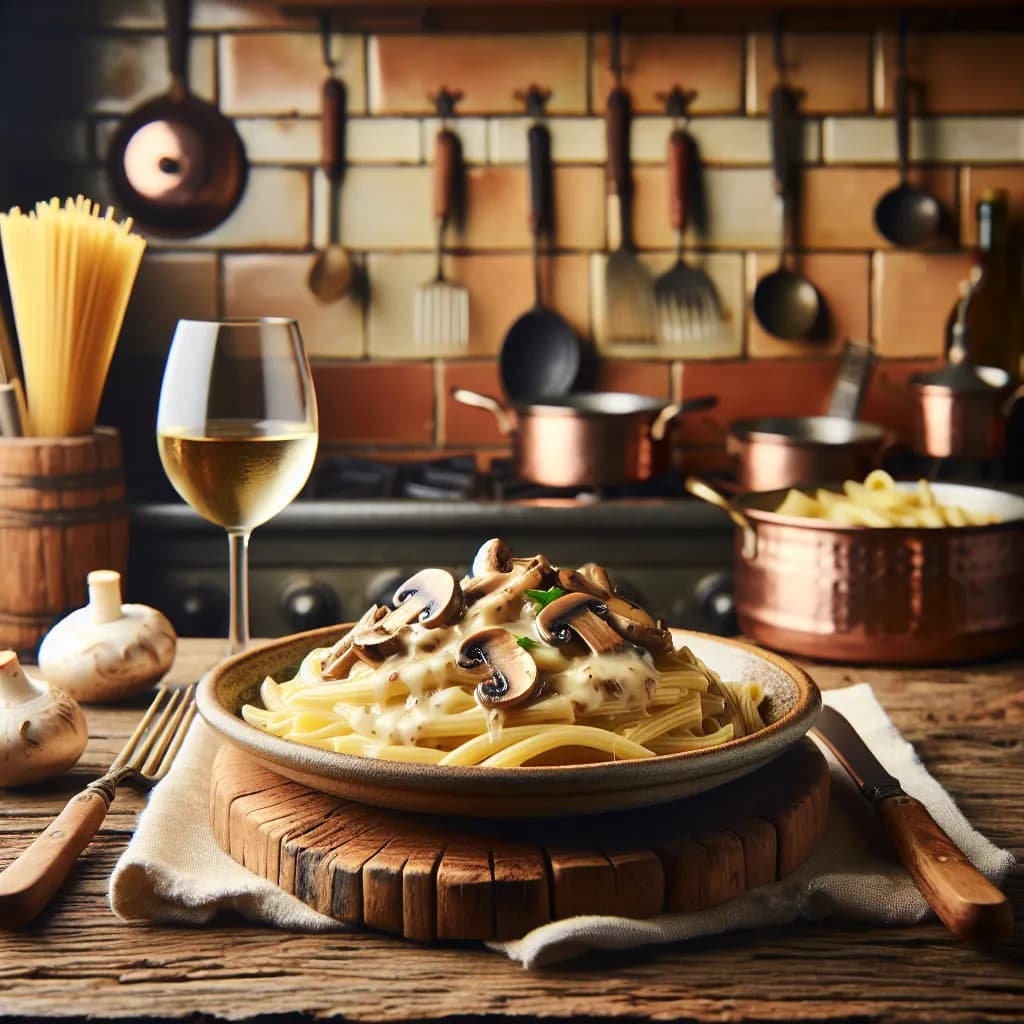 Pasta al Formaggio Sciolto e Funghi
