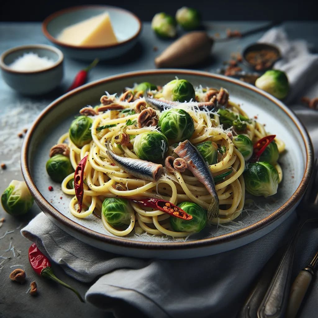 Pasta con Cavoletti di Bruxelles e Acciughe