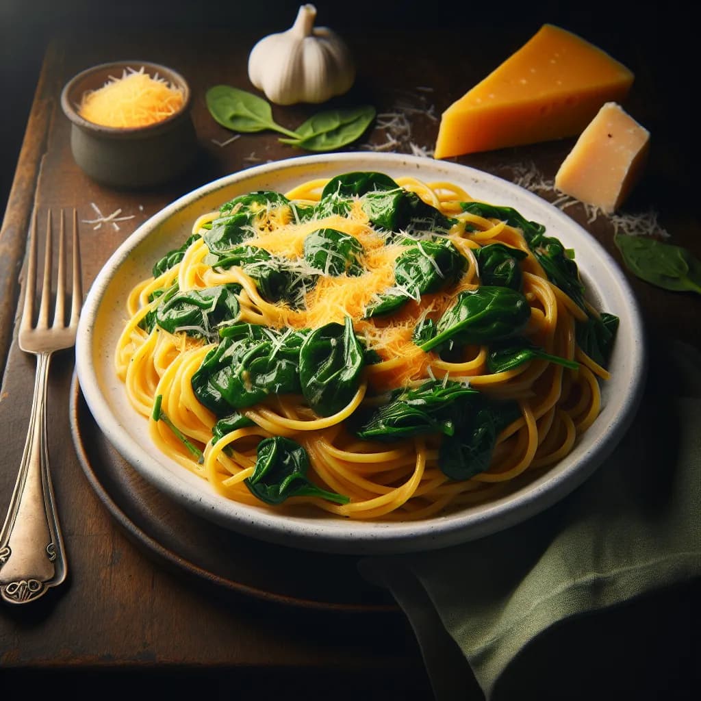 Pasta con Cheddar e Spinaci