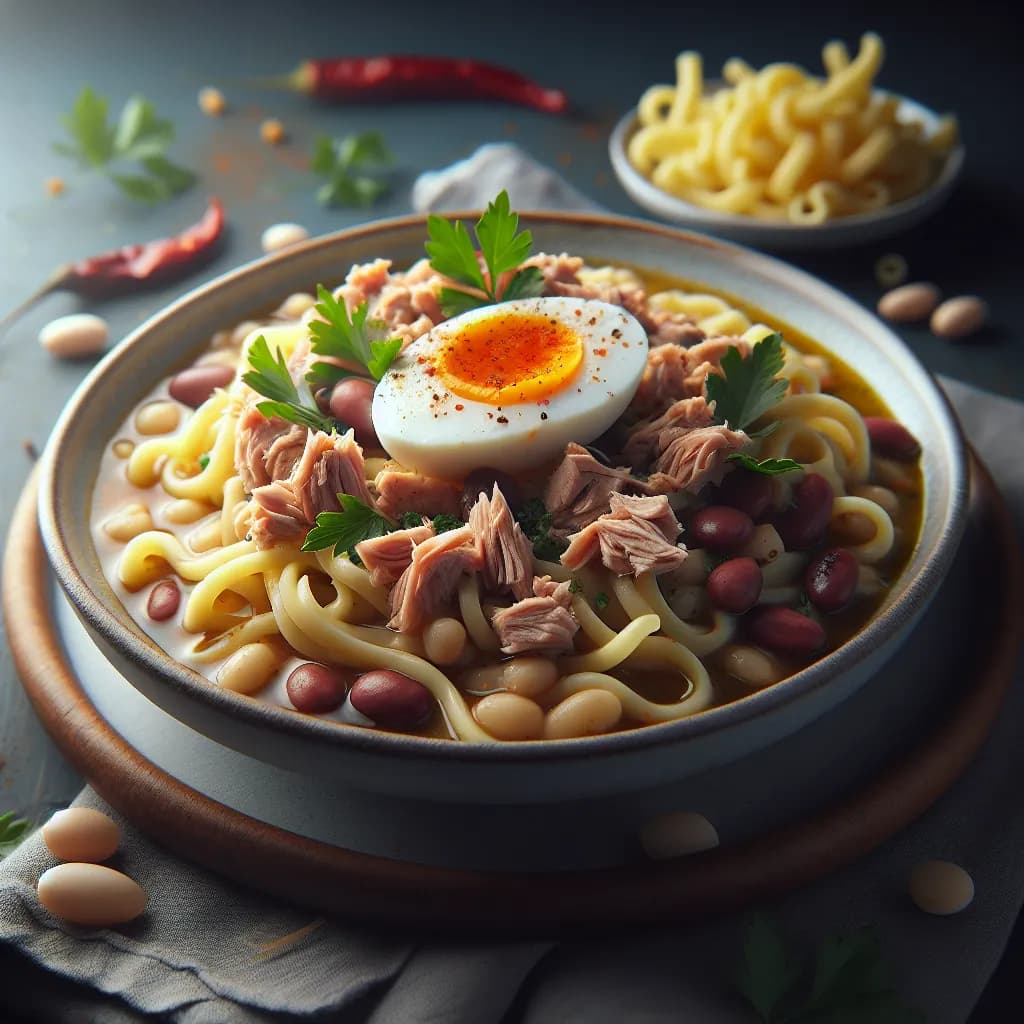 Pasta e Fagioli con Tonno e Uovo
