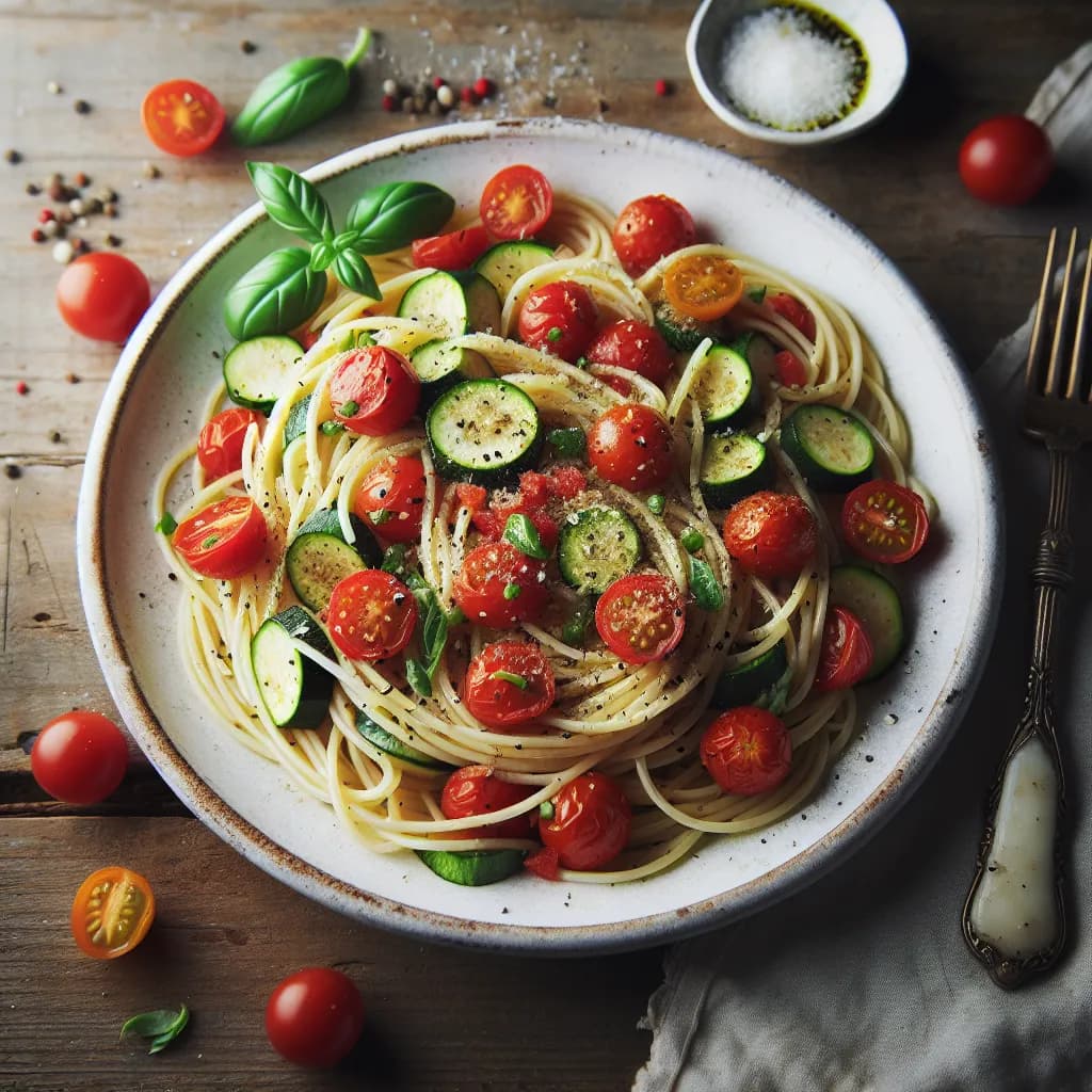 Pasta e Zucchine con Pomodori