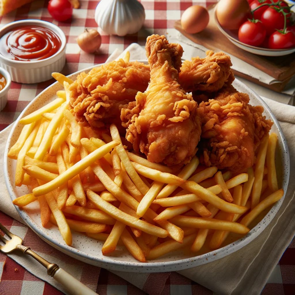 Patatine Fritte con Pollo Fritto Classico
