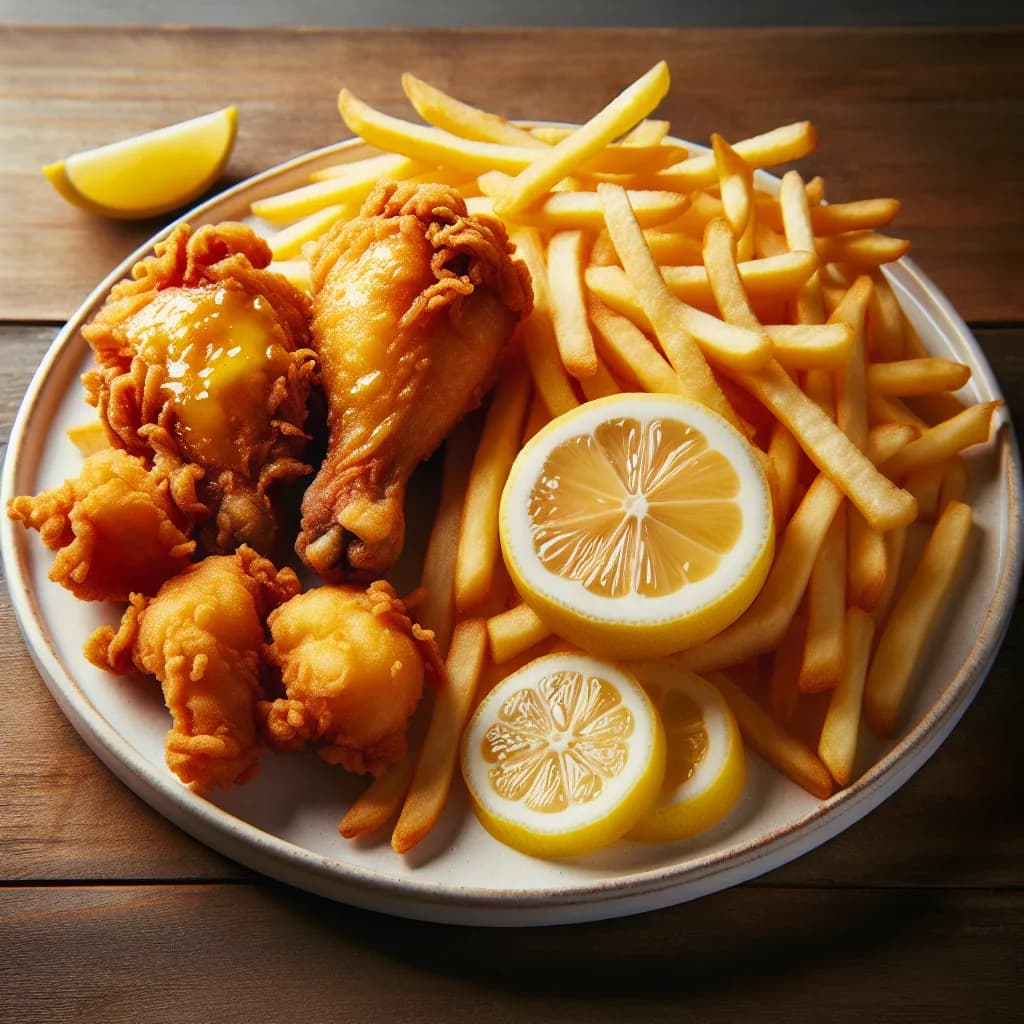 Patatine Fritte con Pollo Fritto al Limone