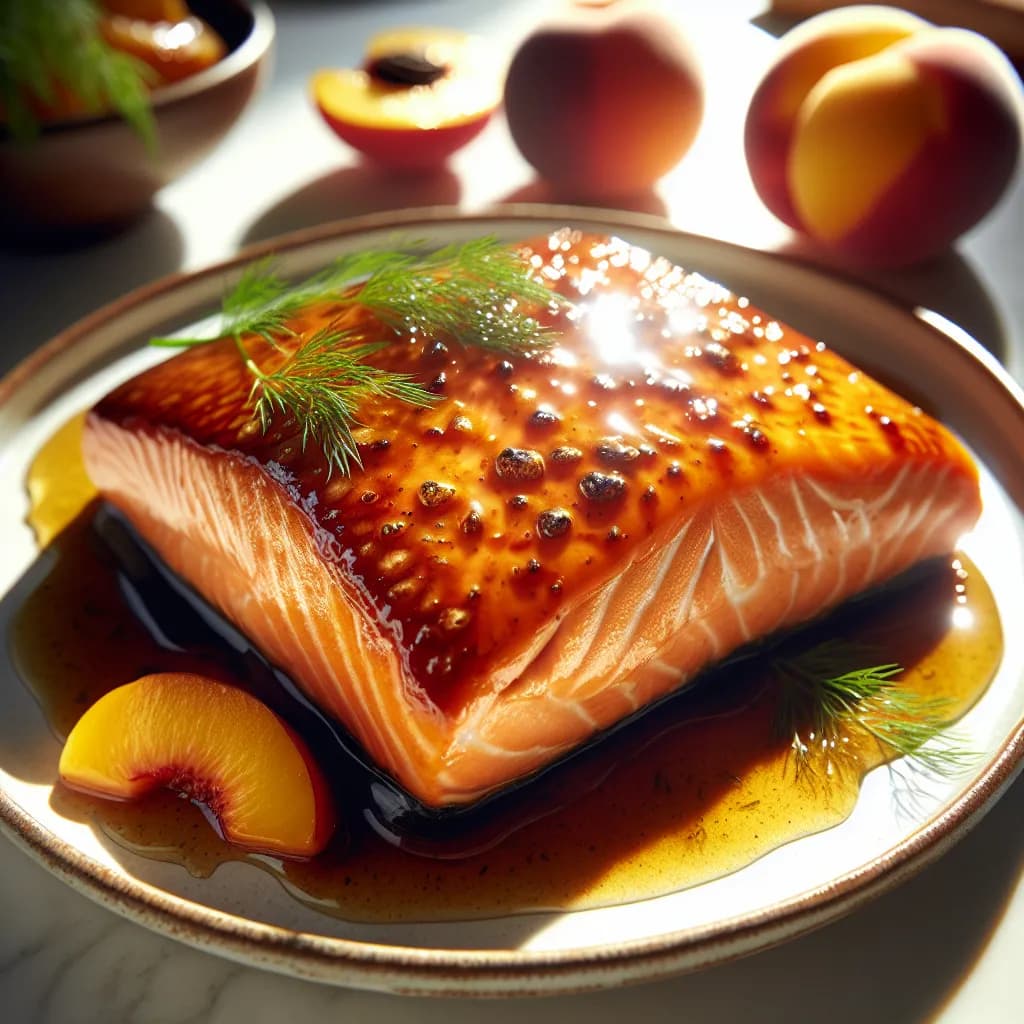 Peach Glazed Salmon with Dill
