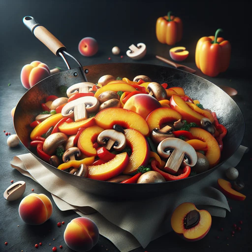 Peach and Mushroom Stir-Fry