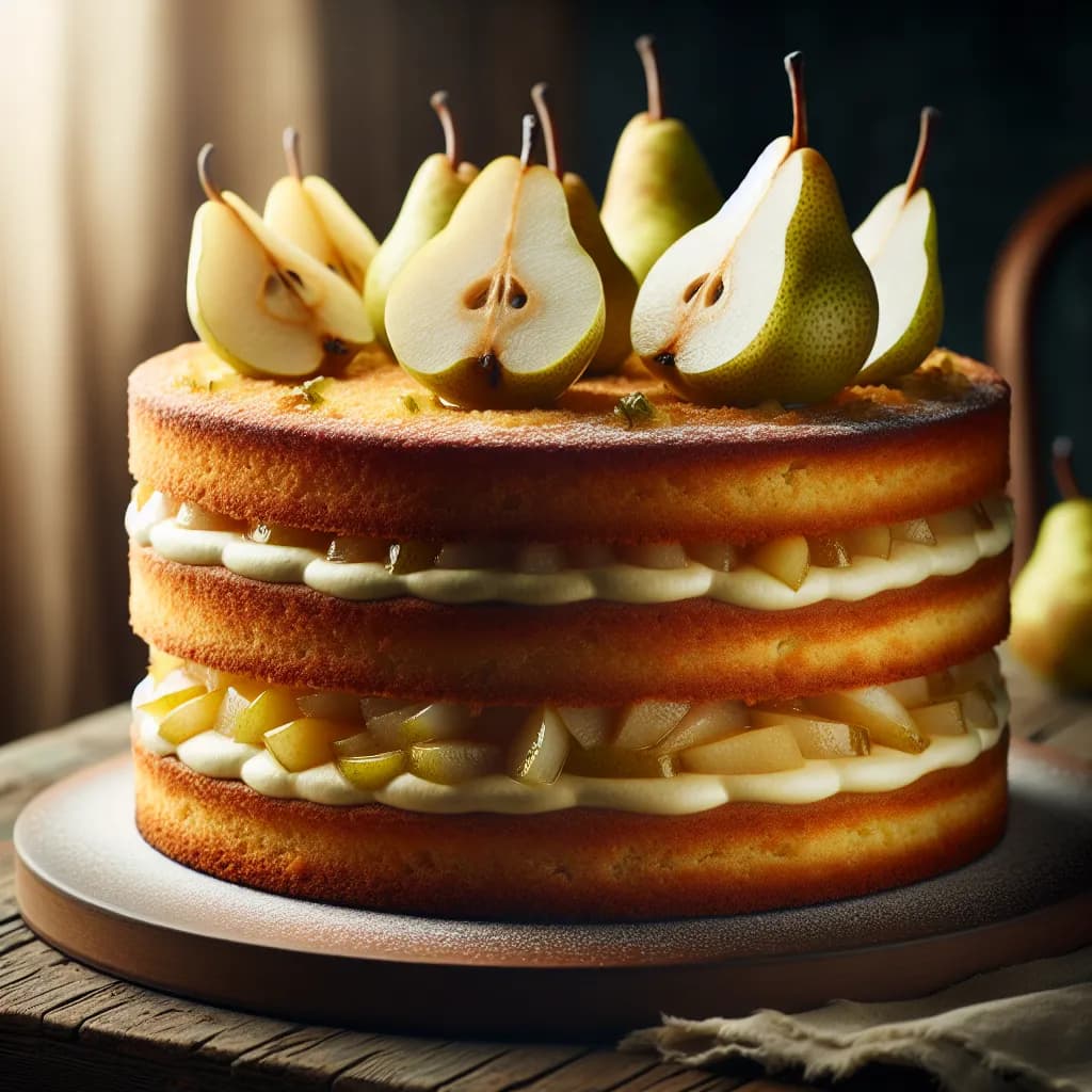 Pear Layer Cake with Fresh Pear Chunks