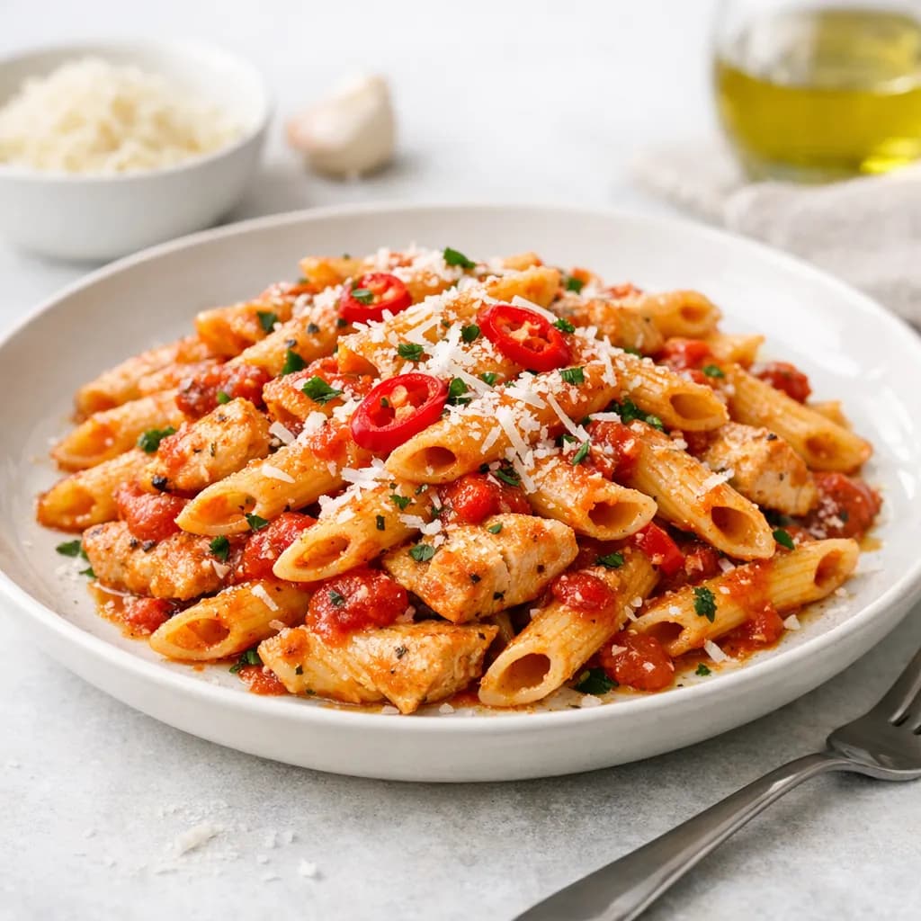 Penne Amatriciana légère au poulet