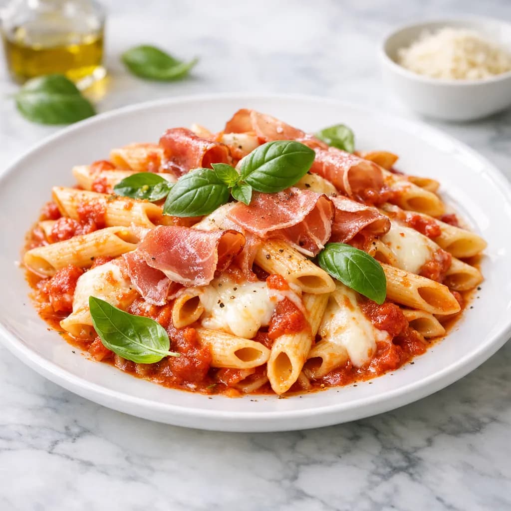 Penne alla Caprese et Speck