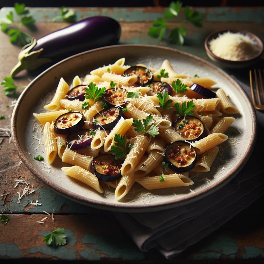 Pennette con Pecorino e Melanzane