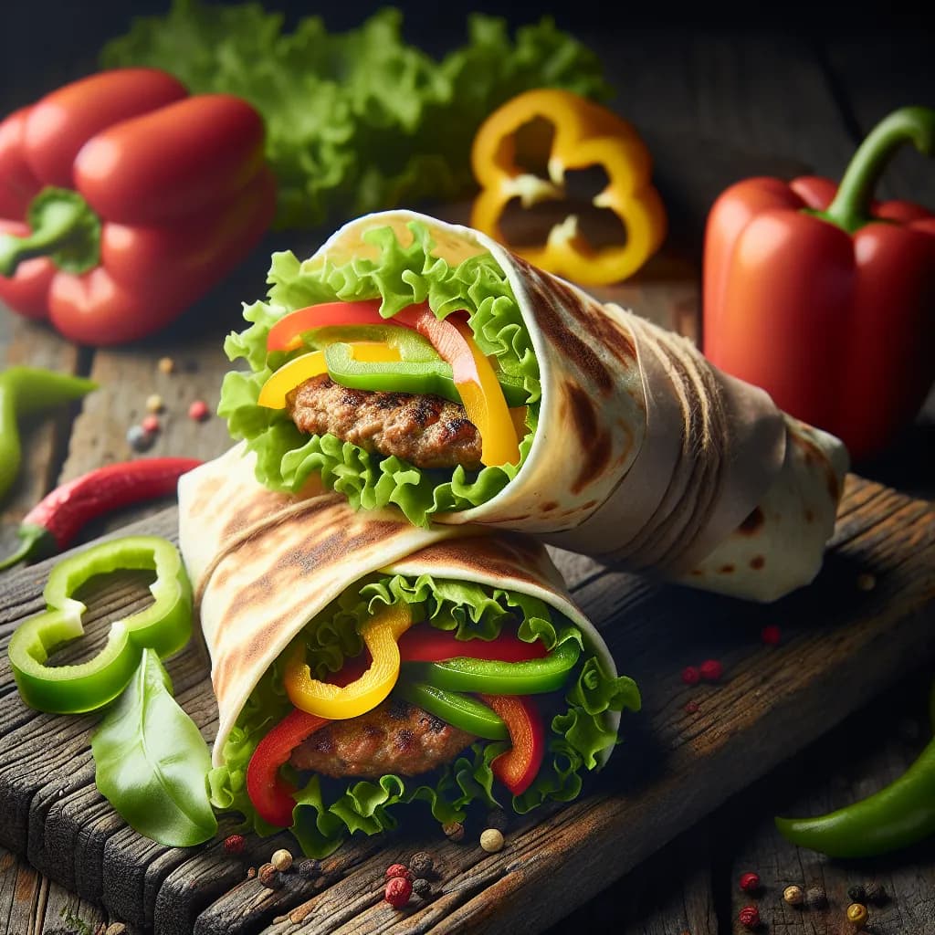 Pepper and Lettuce Burger Wraps