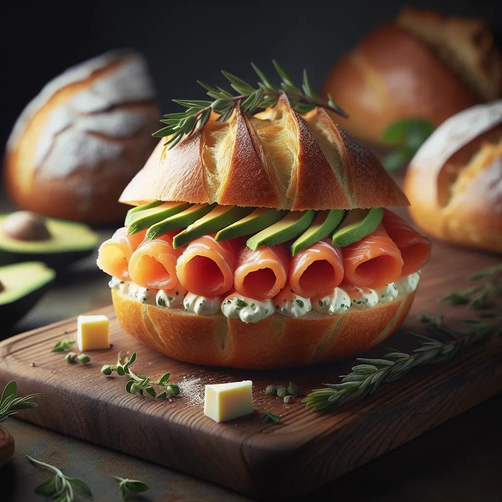 Petit Pain Fourré au Saumon Fumé