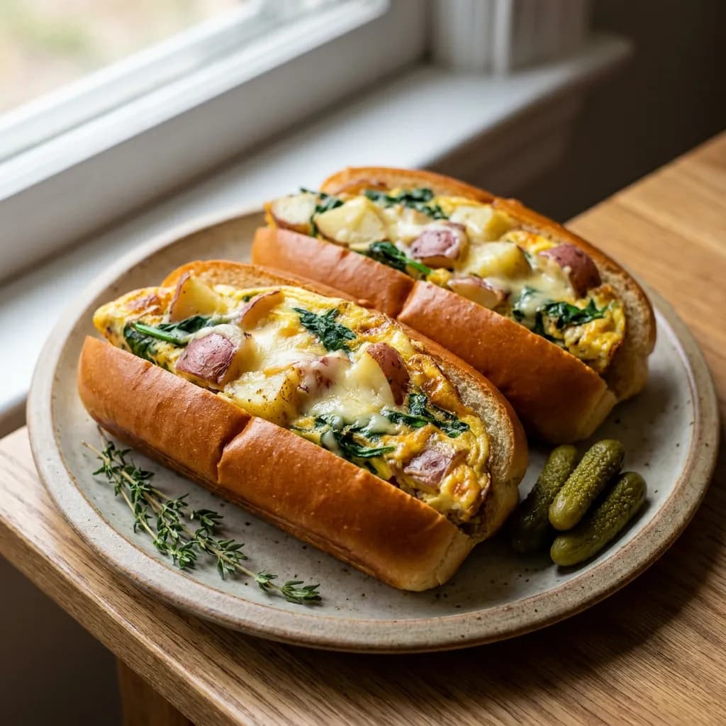 Petits pains garnis de frittata aux pommes de terre rouges
