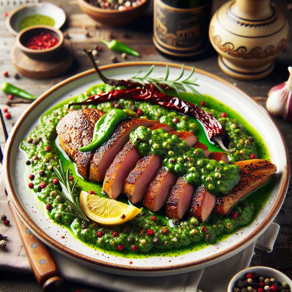 Petto d'anatra al pepe verde