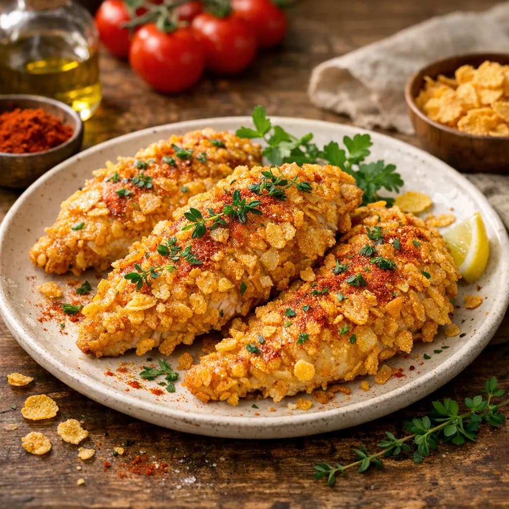 Petto di pollo croccante ai corn flakes