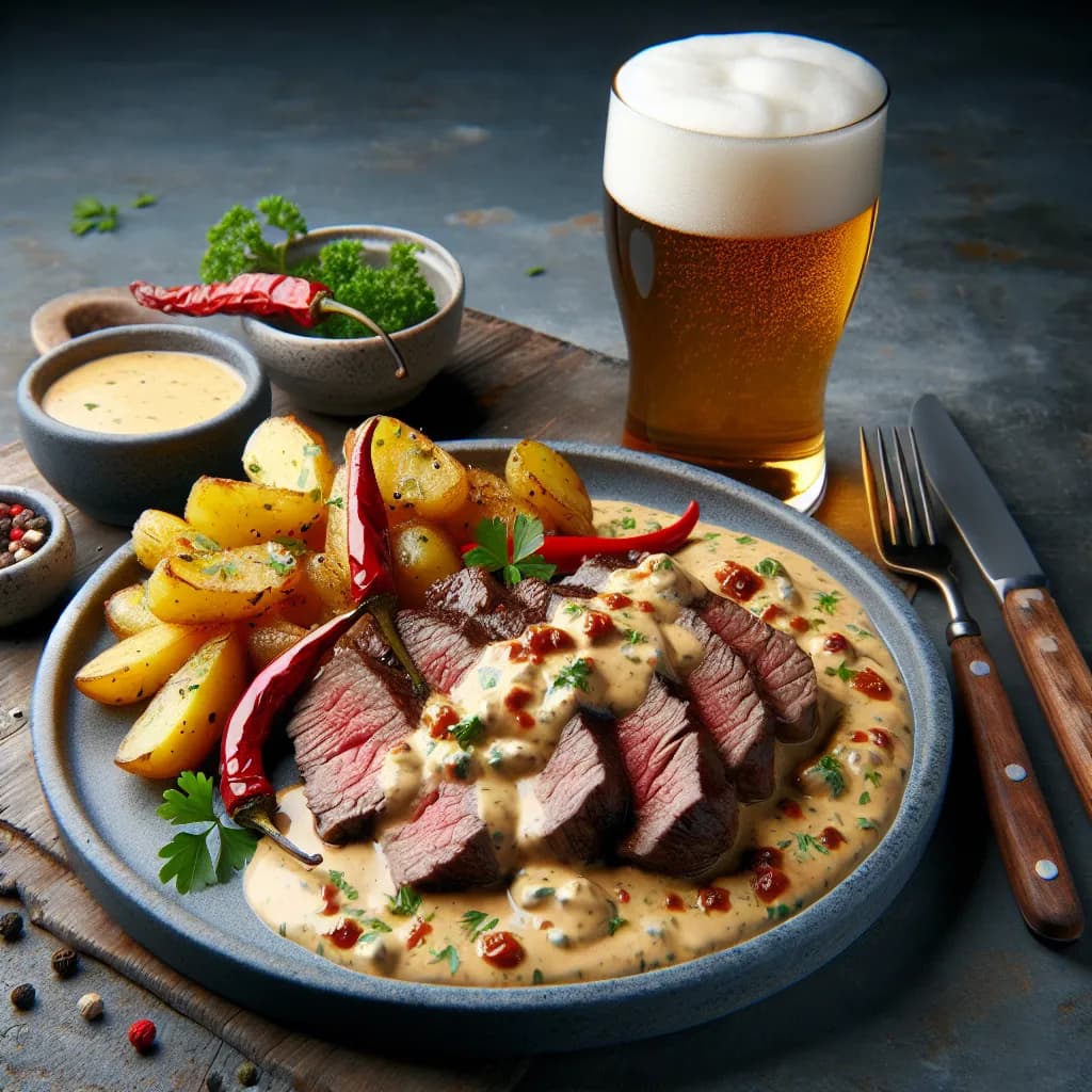 Pfefferrahmsauce mit Rindfleisch