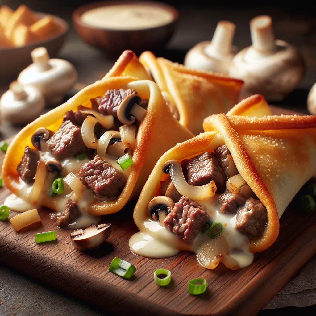 Philly Cheesesteak Wonton Rolls