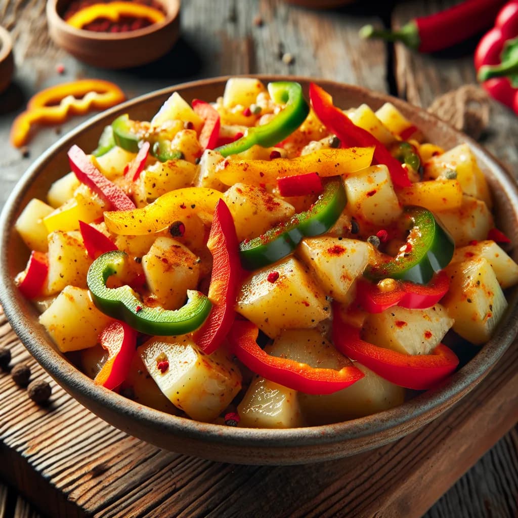 Pikanter Kartoffelsalat mit Paprika