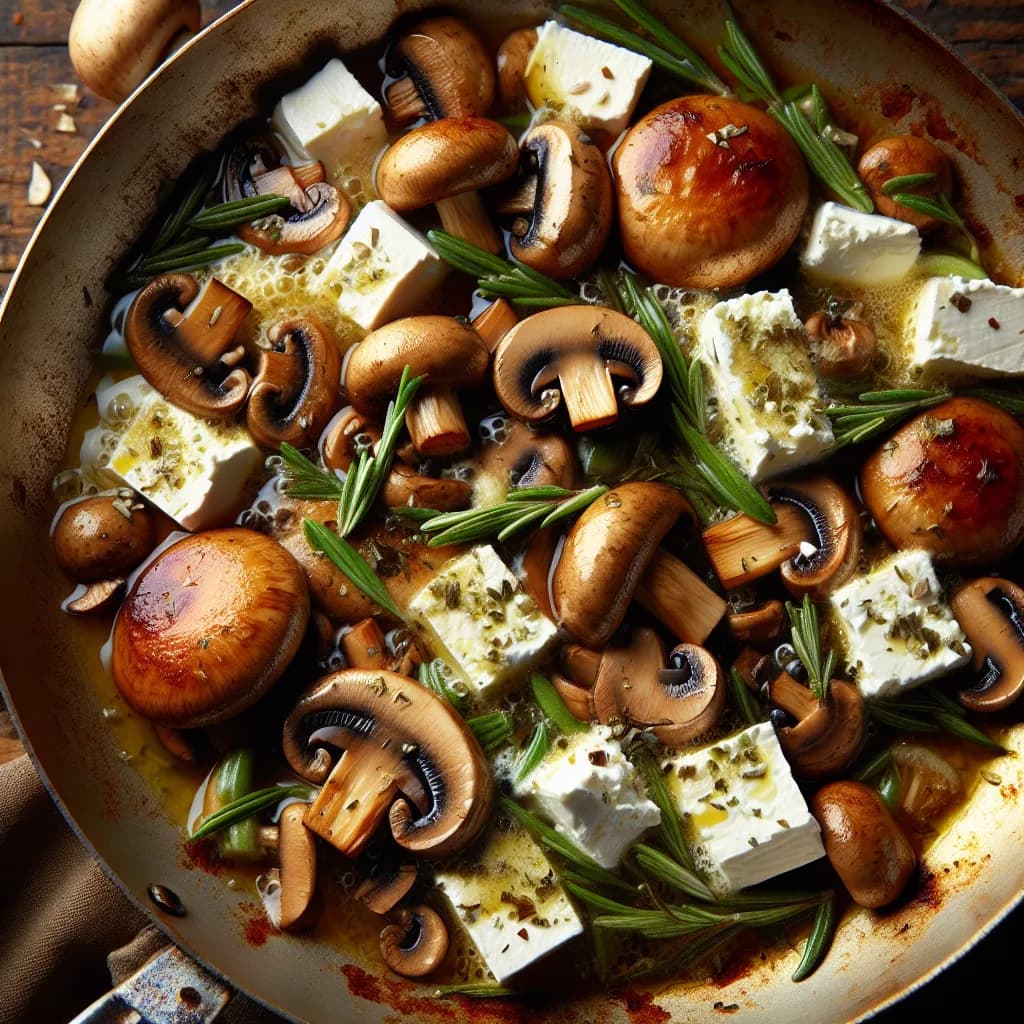 Pilz-Feta-Bohnenkraut Pfanne