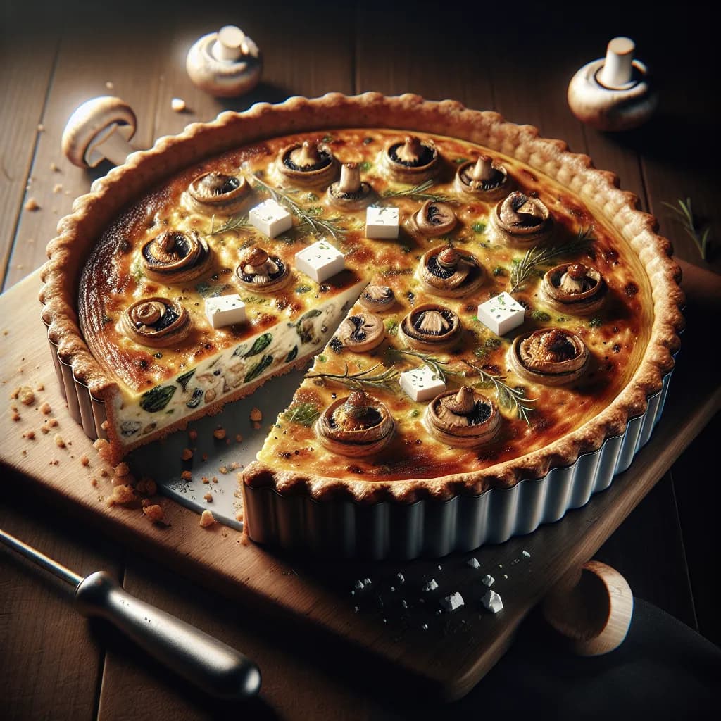 Pilz-Feta-Bohnenkraut Quiche