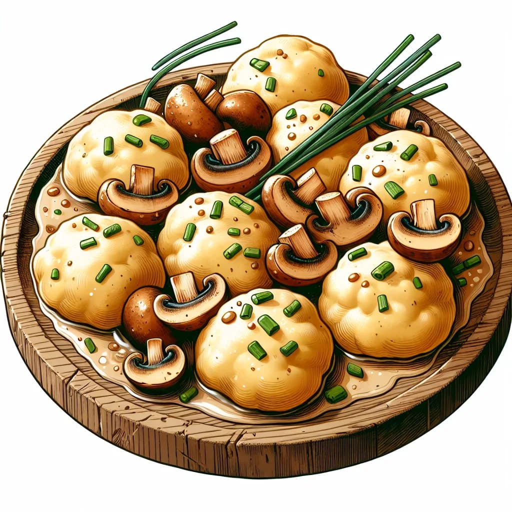 Pilzknödel mit Kartoffelteig