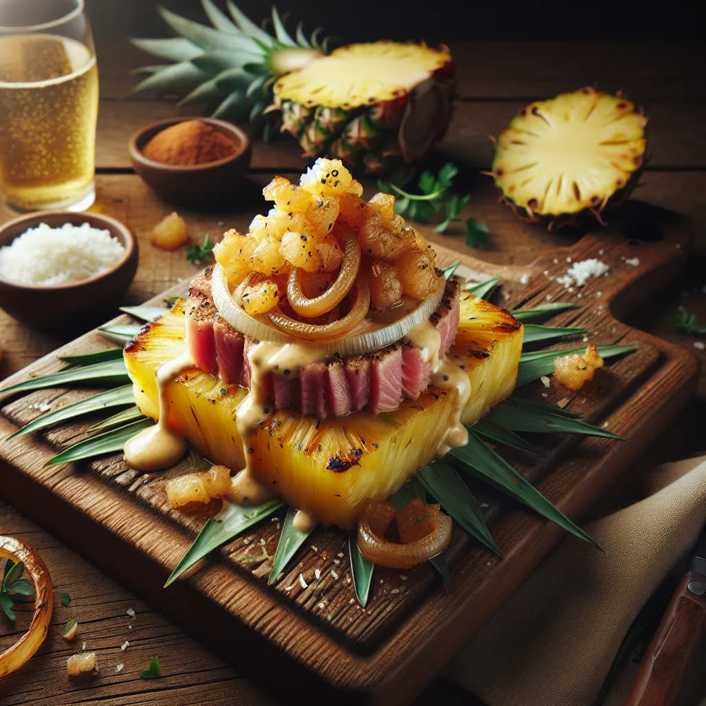 Pineapple Ahi Woohoo Tuna with Onion and Cheese