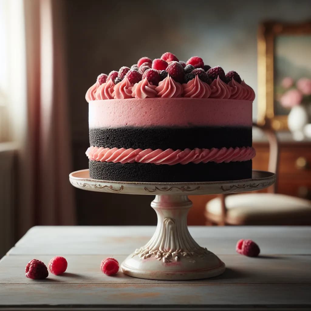 Pink Raspberry and Black Cocoa Cake
