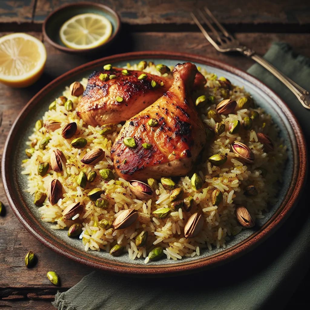 Pistachio Pilaf with Grilled Chicken