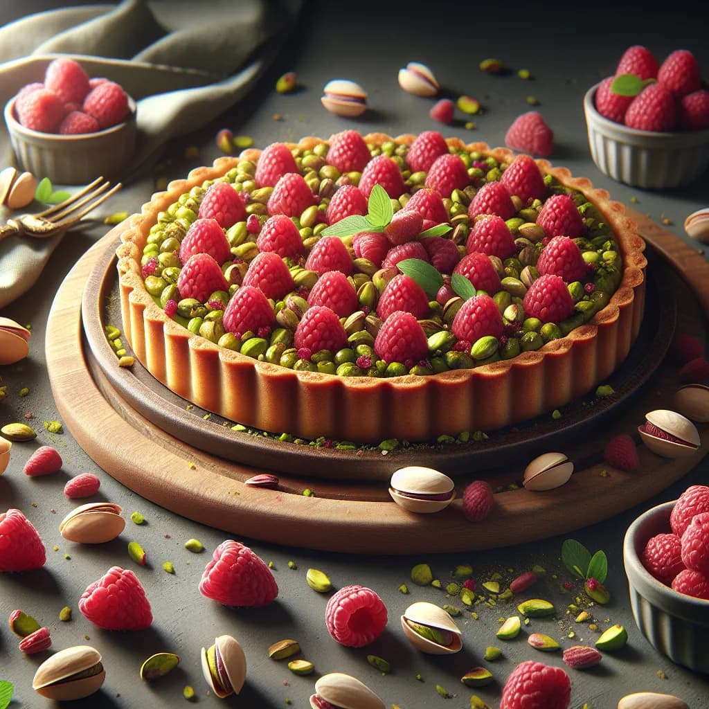 Pistachio and Raspberry Tart