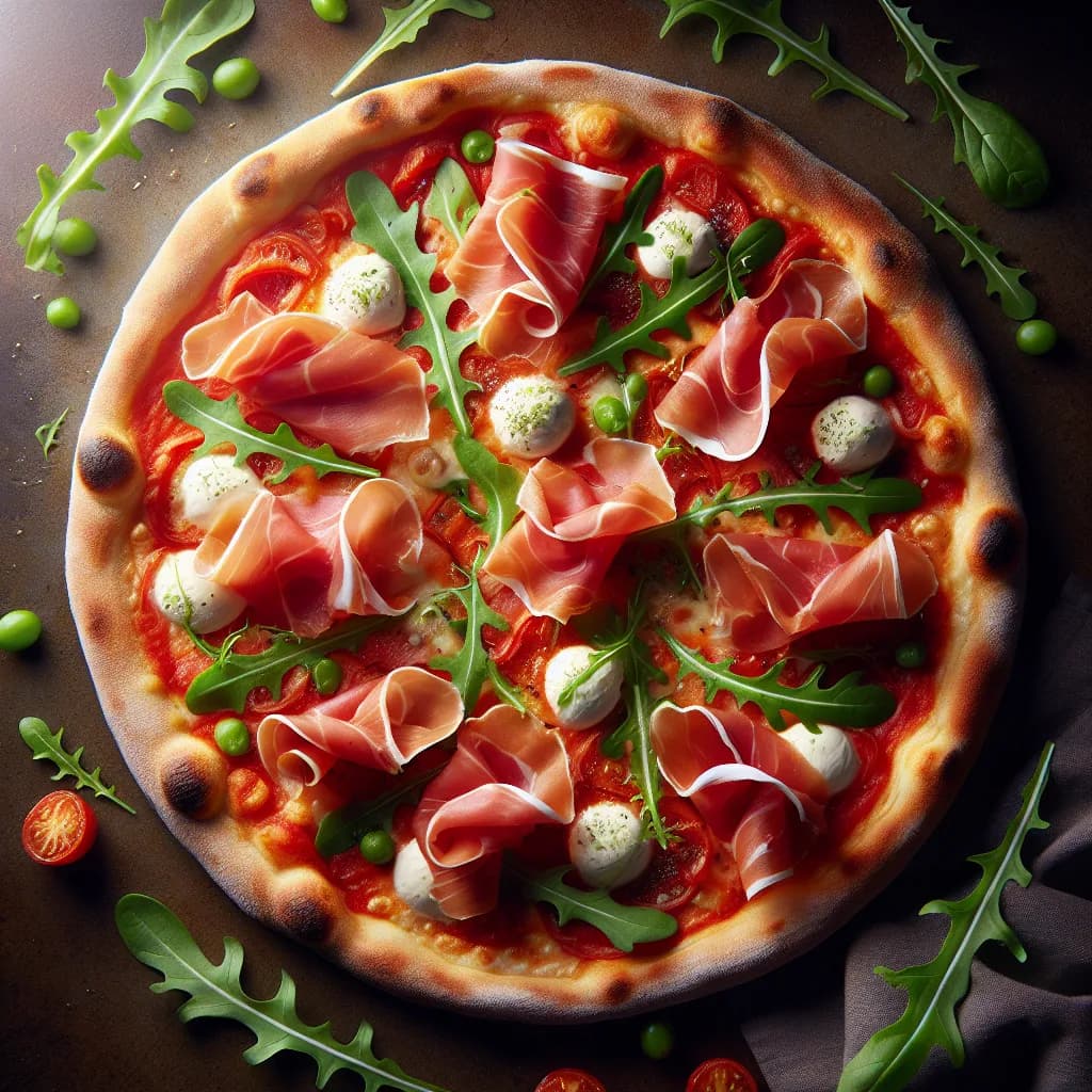 Pizza Margherita con Prosciutto Crudo e Rucola
