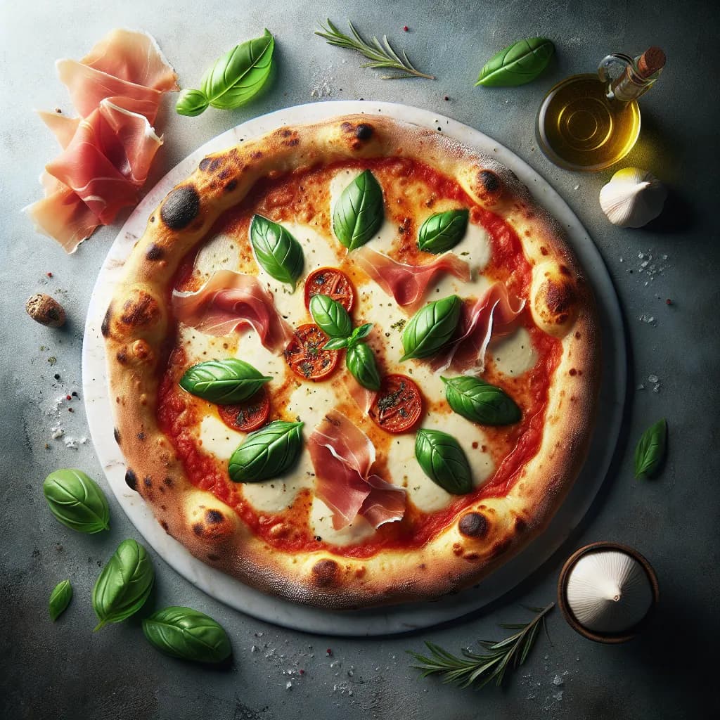 Pizza Margherita con Prosciutto