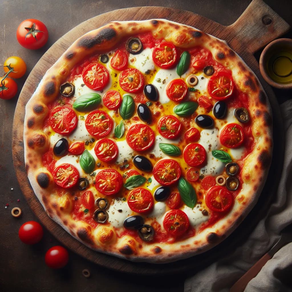 Pizza con Pomodori e Stracciatella