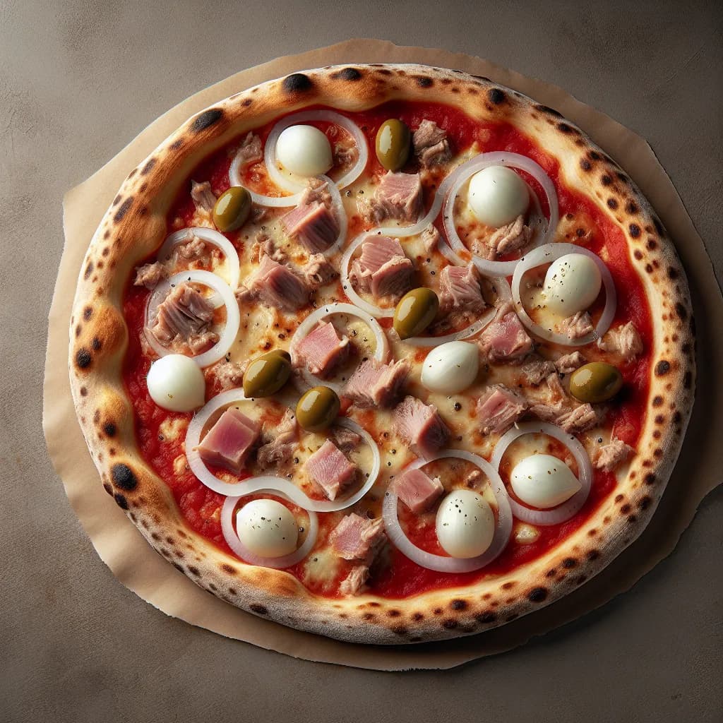 Pizza con Tonno, Cipolla e Olive