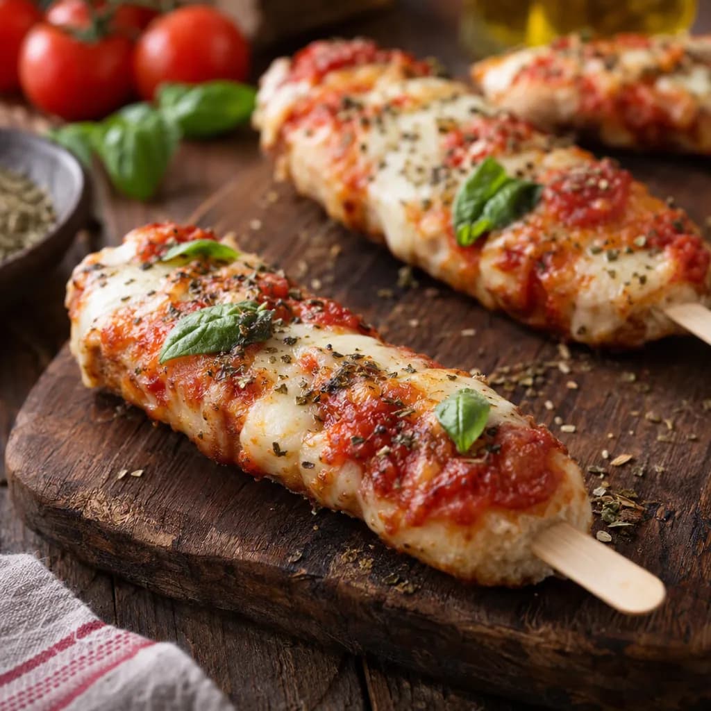 Pizza stecco classica con mozzarella e pomodoro