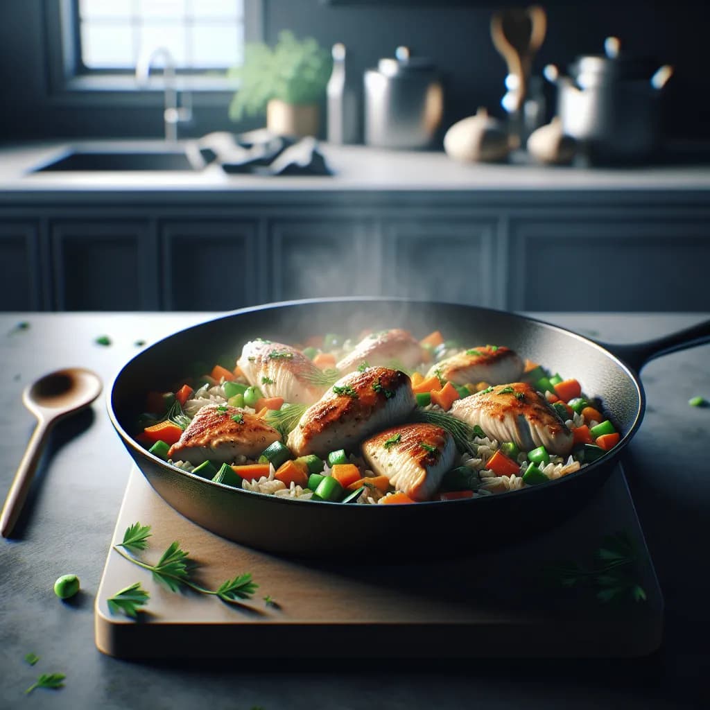 Poêlée de Poulet aux Légumes et Riz