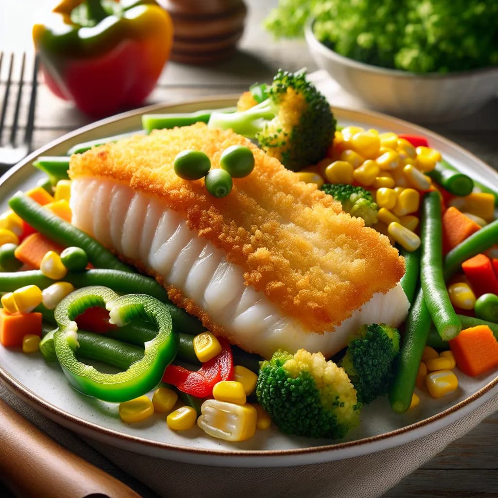 Poisson Pané aux Légumes