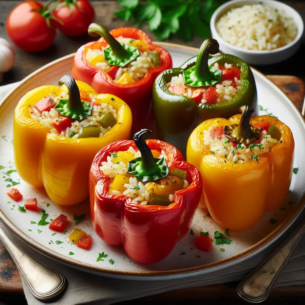 Poivrons Farcis au Riz et Tomates