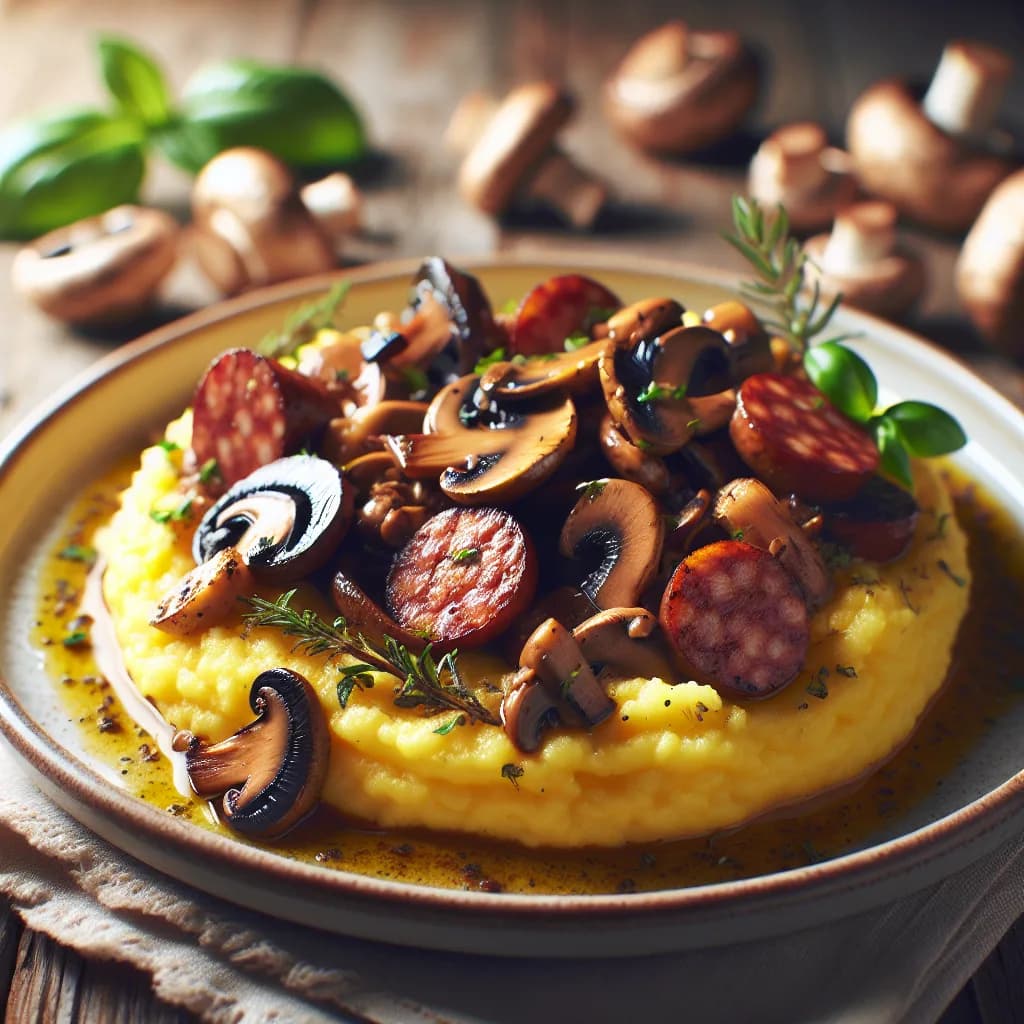 Polenta con Funghi e Salsiccia