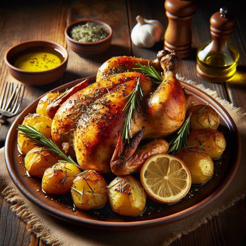 Pollo al Forno con Patate e Rosmarino
