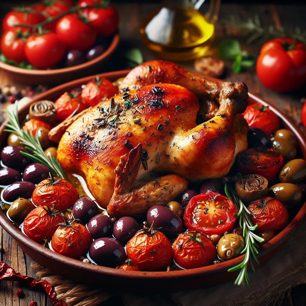 Pollo al Forno con Pomodori e Olive