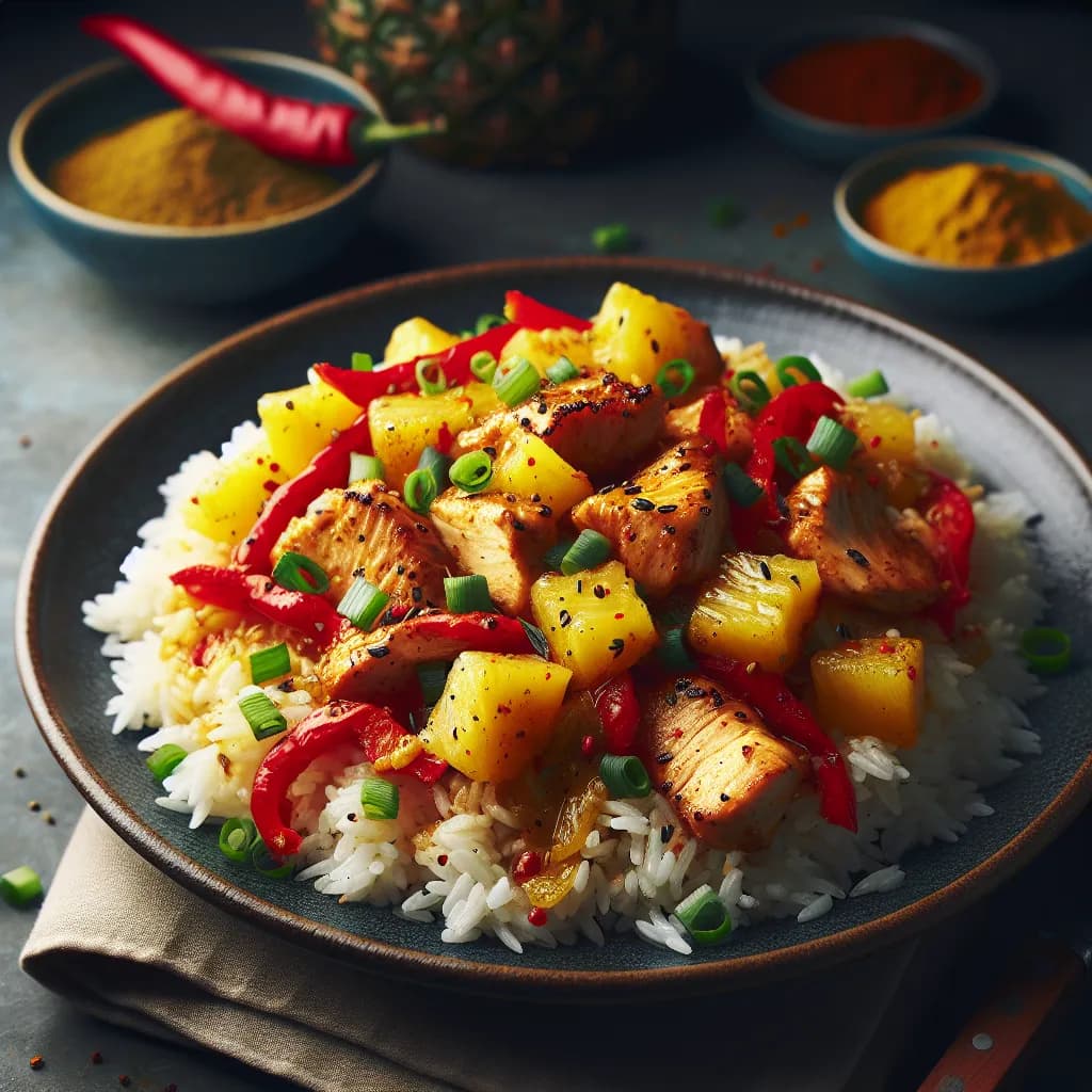Pollo all’Ananas e Peperoni con Riso Basmati