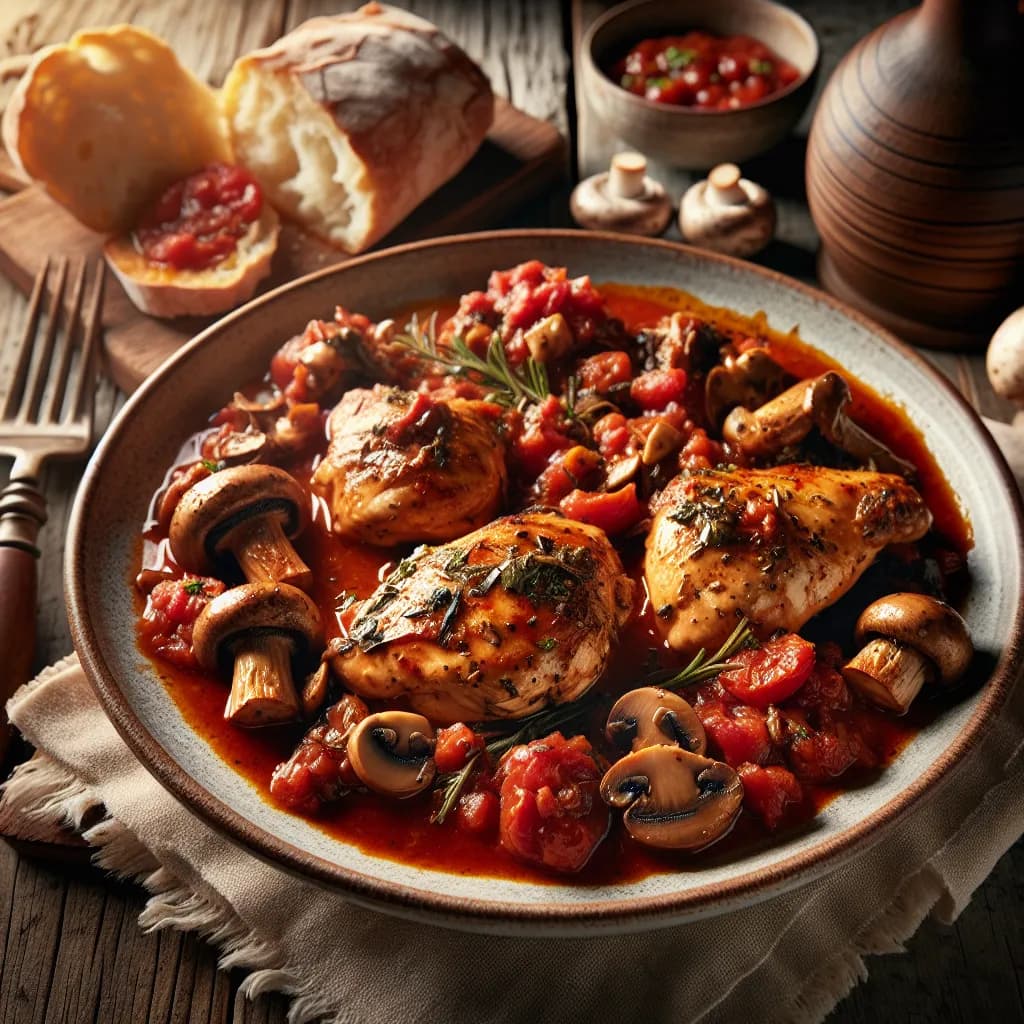 Pollo alla Cacciatora con Funghi