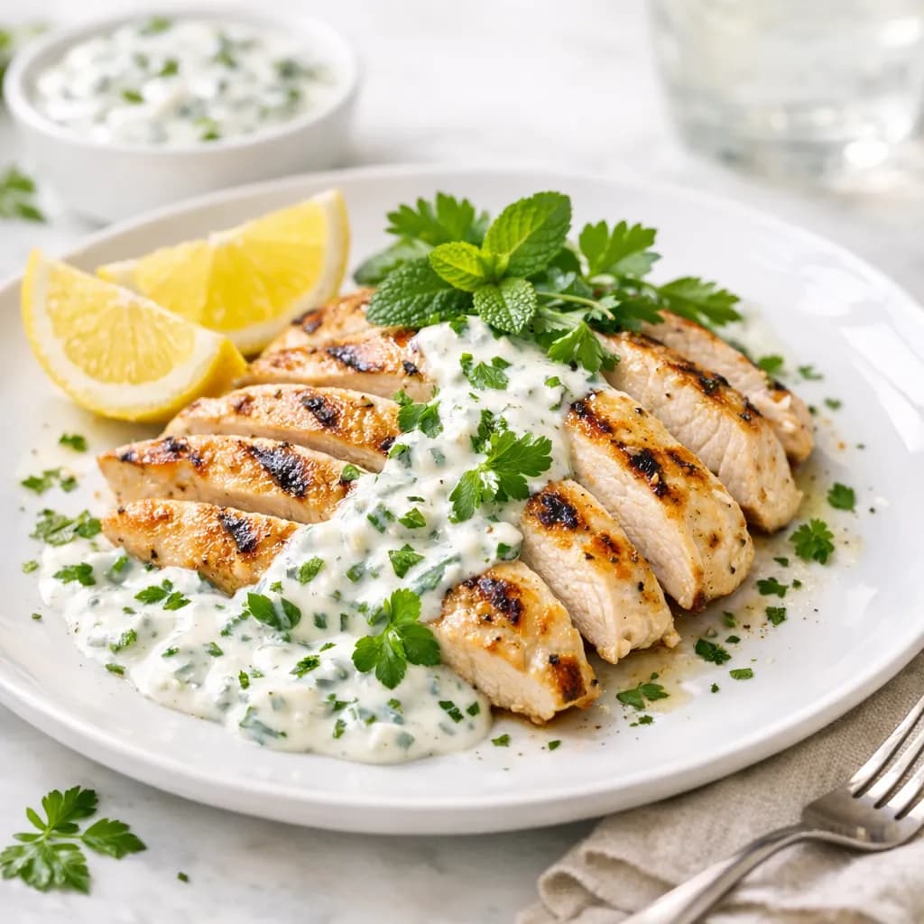 Pollo alla Griglia con Salsa allo Yogurt e Erbe
