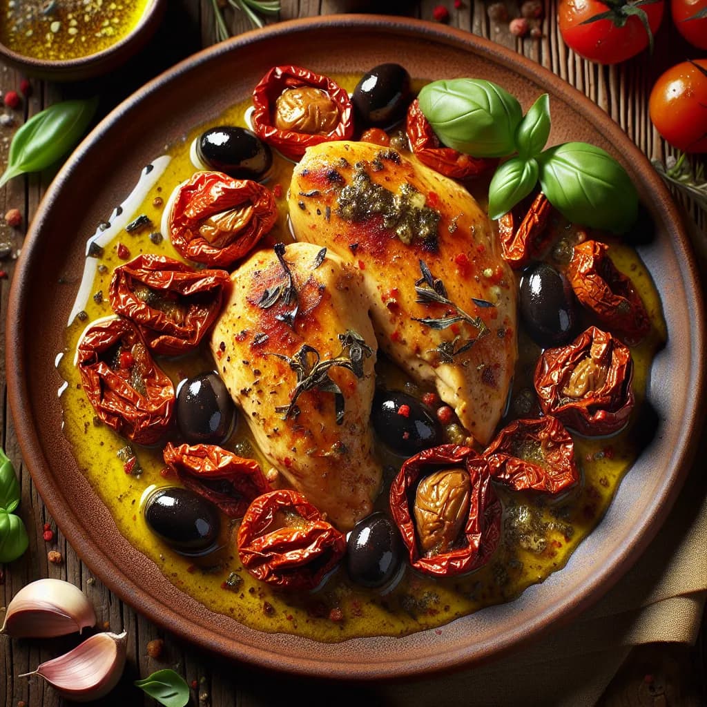 Pollo con Pomodori Secchi e Olive