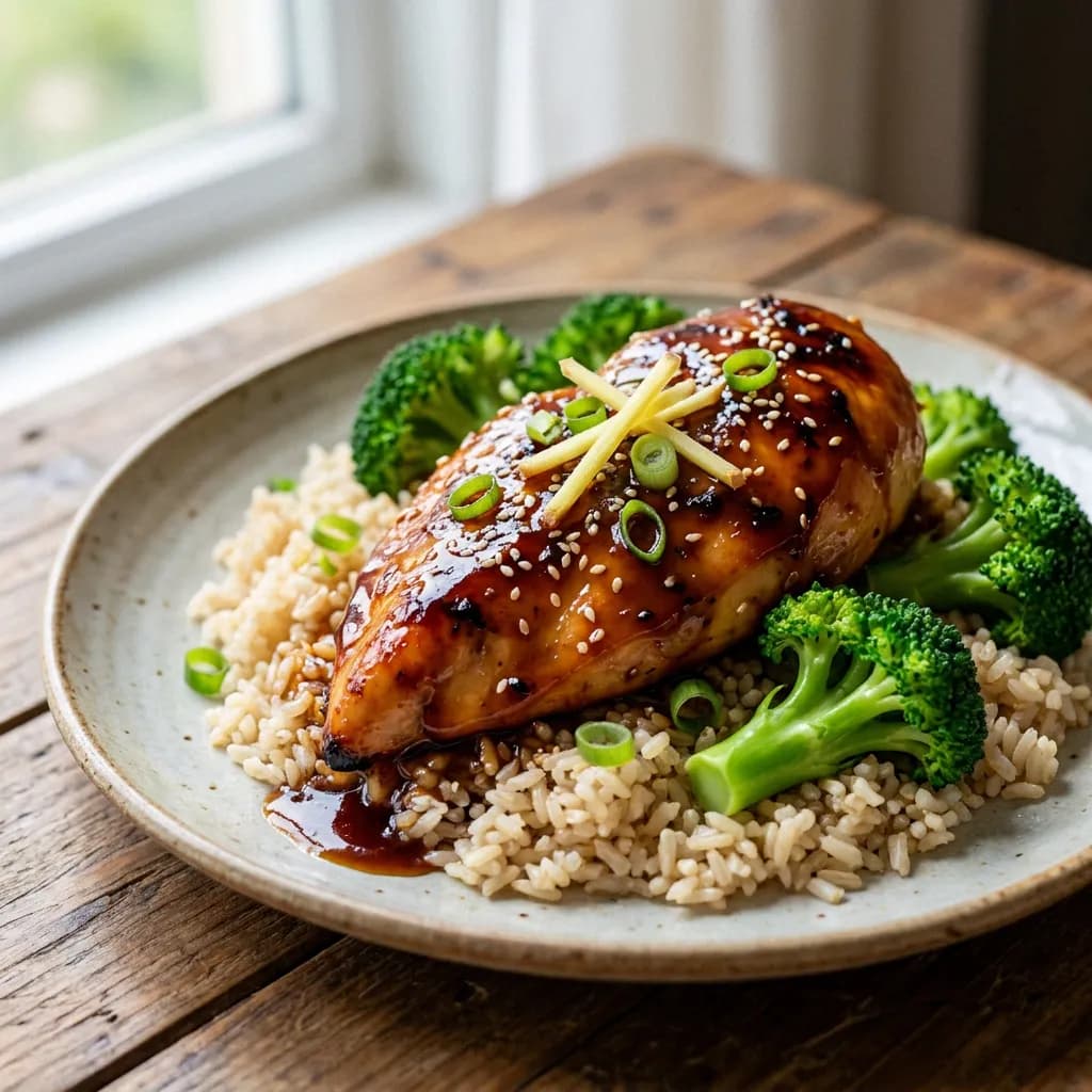 Pollo glaseado con kombucha, miel y jengibre