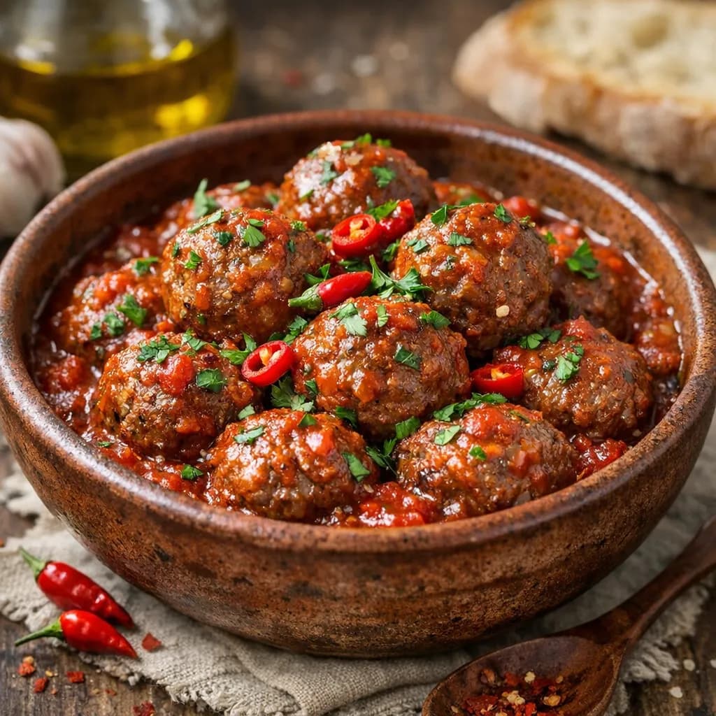 Polpette di Manzo Piccanti con Salsa Arrabbiata